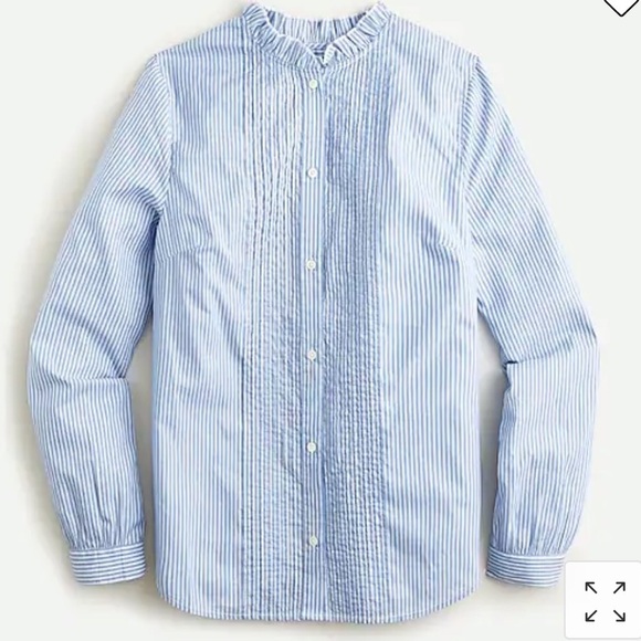 J. Crew Tops - J.Crew Ruffleneck Tuxedo Shirt Poplin​​​​